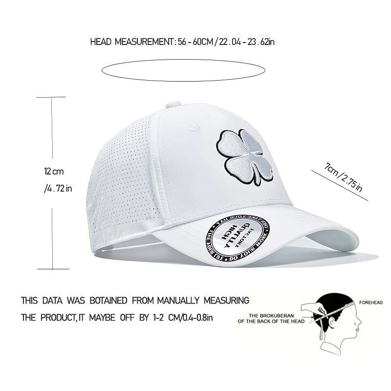 1pc Lucky Life Embroidered Four-Leaf Clover Baseball Cap 100% Polyester Sports Hat for Men and Wom