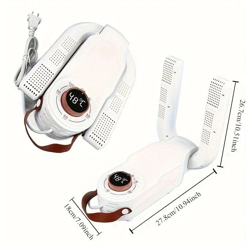 1pc Portable Shoe Dryer Quick-Dry Deodorize Quiet Operation with Smart Timer Foldable Design for Wor