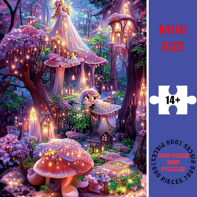 1000pcs Mini Jigsaw Puzzle Enchanting Fairy Tale Wonderland Scene with Glowing Mush