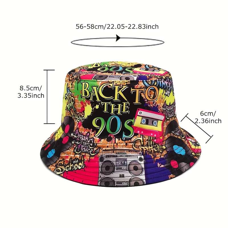 1pc Reversible Cotton Bucket Hat Unisex Outdoor Casual Sun Protection Cap Lightweight Printed Des