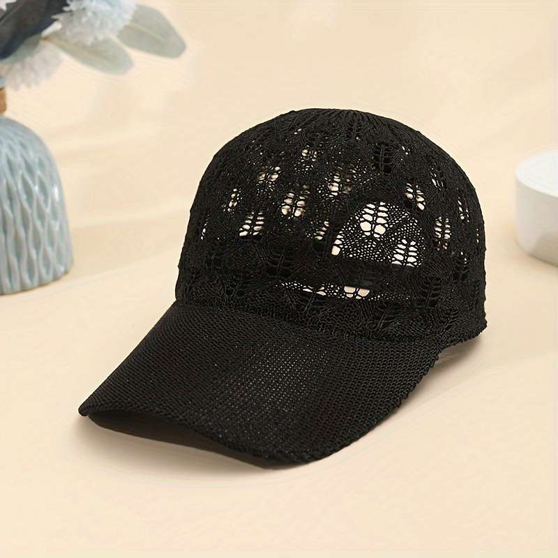 1pc Breathable Mesh Baseball Cap for Women Adjustable Lightweight Stylish Sun Hat with Hollow-
