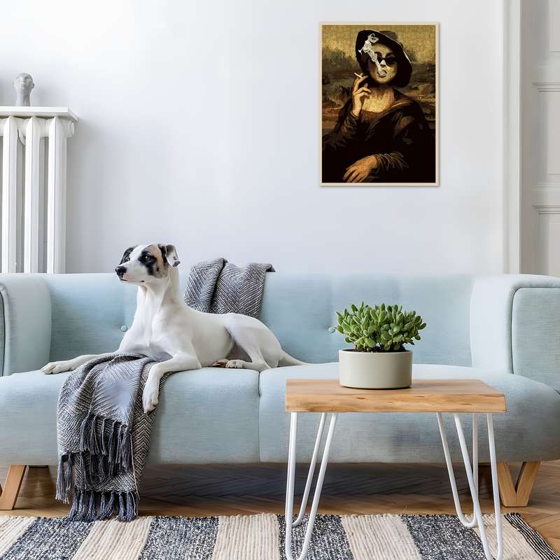 1000pcs Mona Lisa Smoking Jigsaw Puzzle for Adults Families Wooden Portable Ant