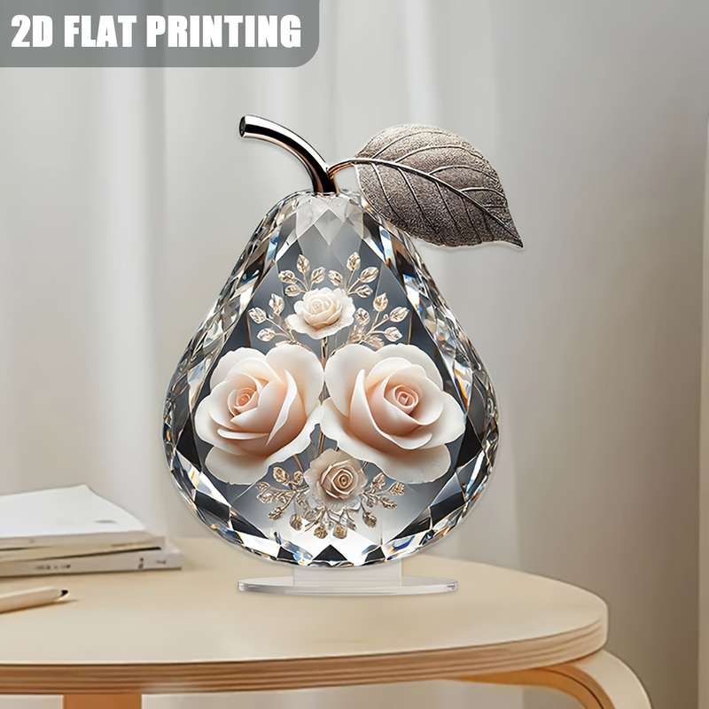 1pc 2D Flat   color high-definition printing  of artistic decorative acrylic pear-shaped