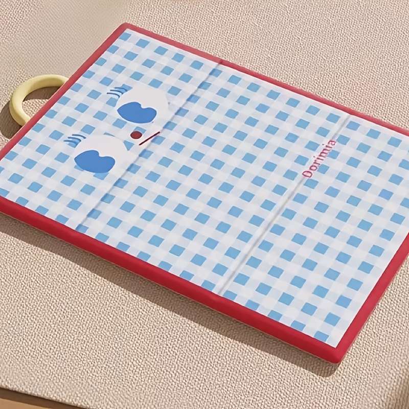 1piece Blue Grid, Red Border Cooling Pad