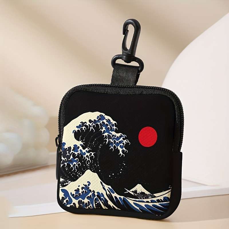 1pc Wave Sun Pattern Printed Large Capacity Coin Purse Digital Printing Multi-Functional Key Card