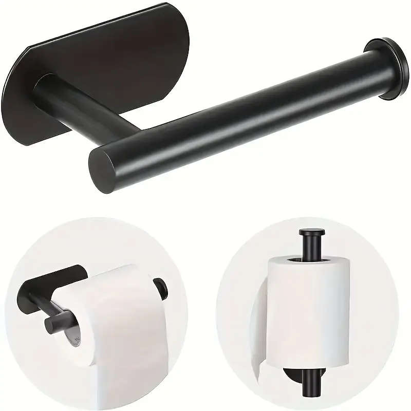 1pc Self-Adhesive Toilet Paper Holder Wall Mount No-Drill Installation Modern Plastic Tissue Roll Or