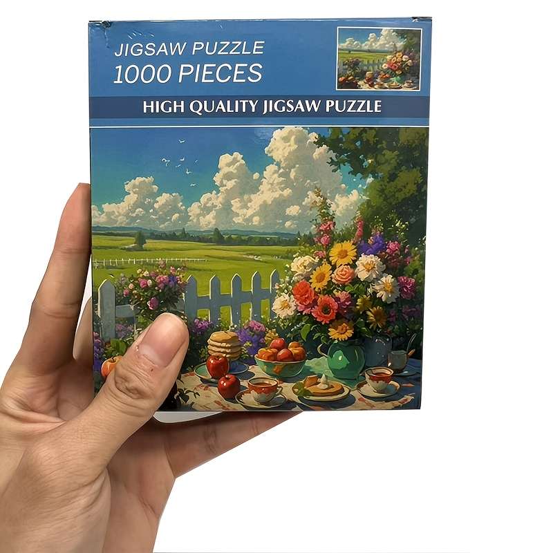 1000pcs Floral Tea Party Jigsaw Puzzle Vintage Botanical Tableau with Hand-Painted