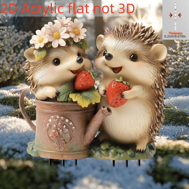 1pc 2D Flat  1 One  Plane Hedgehog Garden Sign Sunshine Catcher Gift Birthday Acrylic Animal Sta