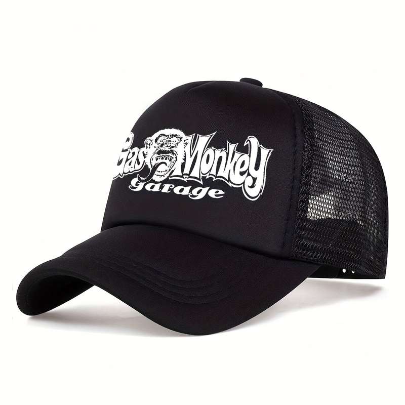 1pc Gas Monkey Garage Printed Half Mesh Baseball Cap Lightweight Sun Hat for Men Women Ret