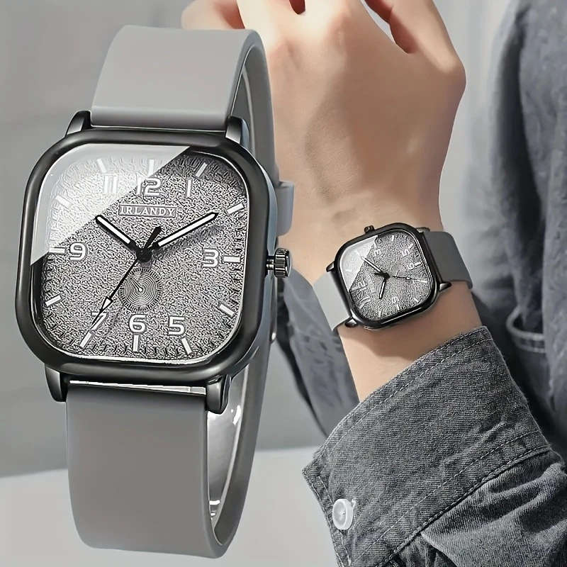 1pc Stylish Men's Square Dial Quartz Watch Perfect Gift for Boyfriend Family on Birthdays Holidays