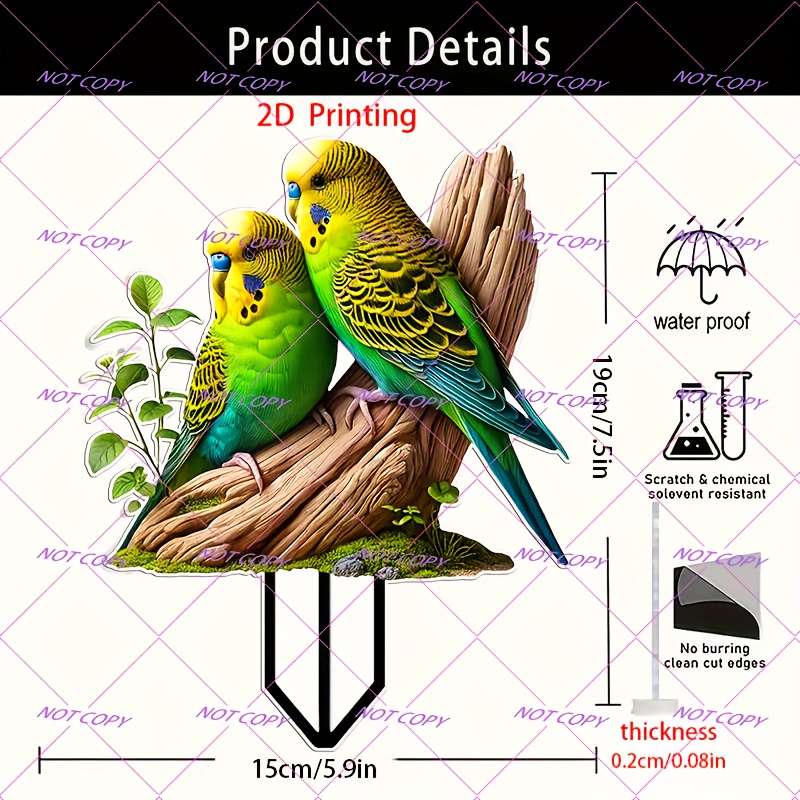 1pc 2D Flat   Simple Acrylic Bird Print Love Bird Multi-Functional Multi-Village Style Grou