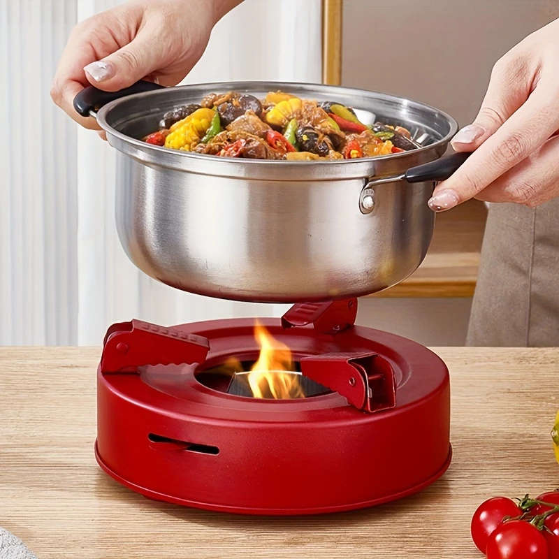 1Pc Portable Stainless Steel Alcohol Stove For Camping And Hiking Lightweight Outdoor Cooking Pot Wi