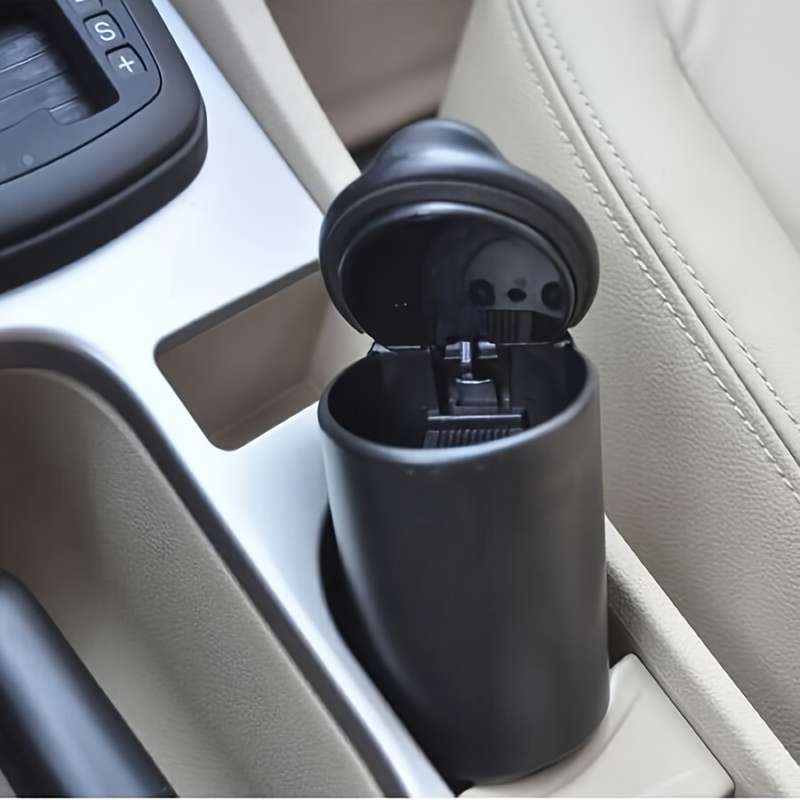 1pc Fit Black Car Ashtray for Cup Holder Compact Easy-Clean PBT Plastic Perfect for Cars Truc