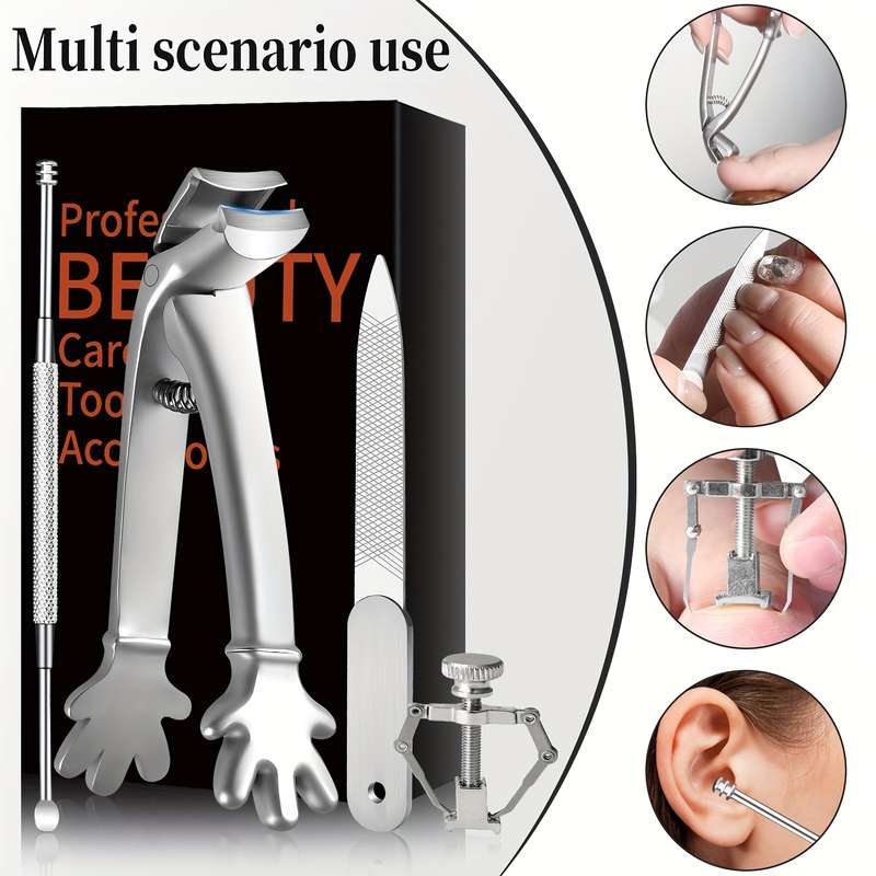 4pcs Heavy Duty Toenail Clippers Set Ergonomic Large Angled Head Nail Clippers with Catcher