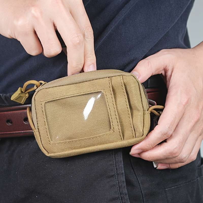 1pc Canvas Coin Purse with Zipper Driver'S License Holder Card Case Belt Bag Small Sports Pouch