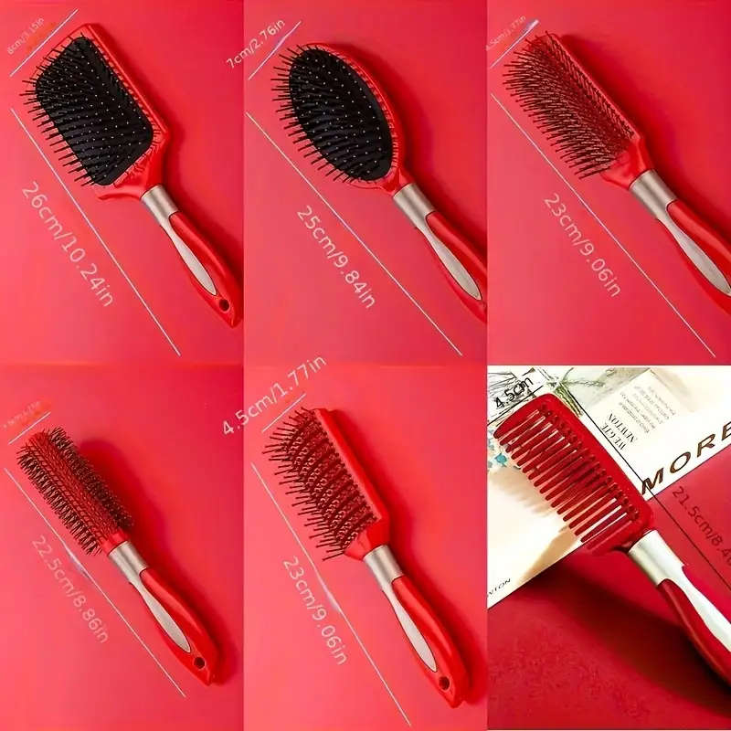5pcs Professional Hair Brush Set for Normal Hair Rubber Bristle Styling Combs