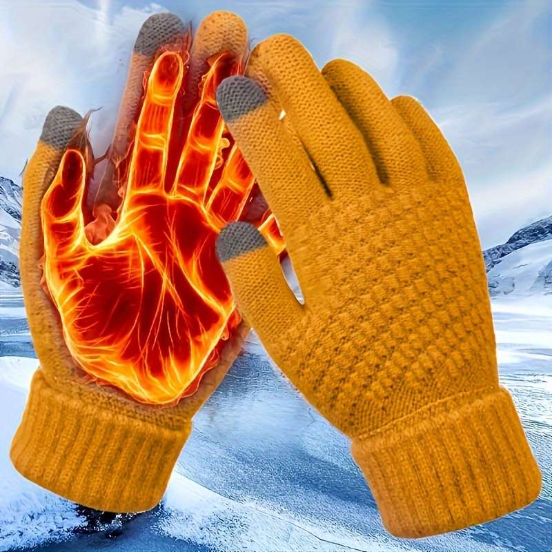 1 Pair Gray Warm Gloves