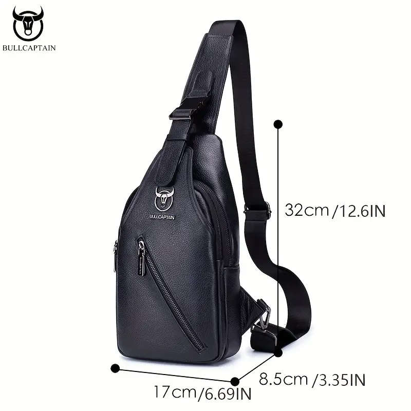 Men's Multi-layer Satchel Bag Genuine Cowhide Leather Sling Bag For Daily Use Multi-functional Shoul