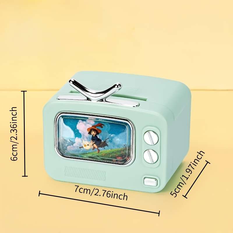 1-Pack Retro TV Design Automatic Pop-Up Toothpick Dispenser Push-Type Portable Plastic Holder