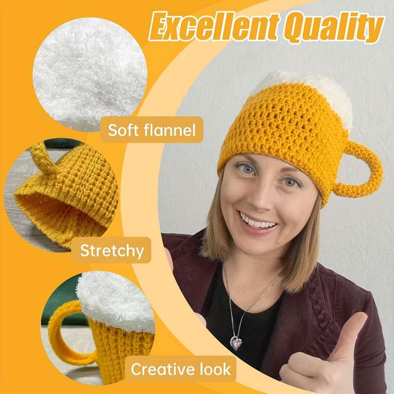 1pc Knitted Fun Hat for Men And Women a Cool Gift for Beer Enthusiasts Perfect for Birthdays Chr