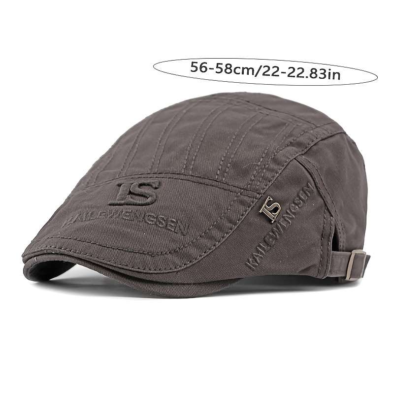 1pc Everyday Comfort Black Beret Cap Retro British Style Casual Textured Fabric Hat with "IS"