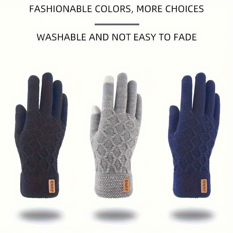 3 Pairs Mixed Black Gray Navy Blue Warm Gloves