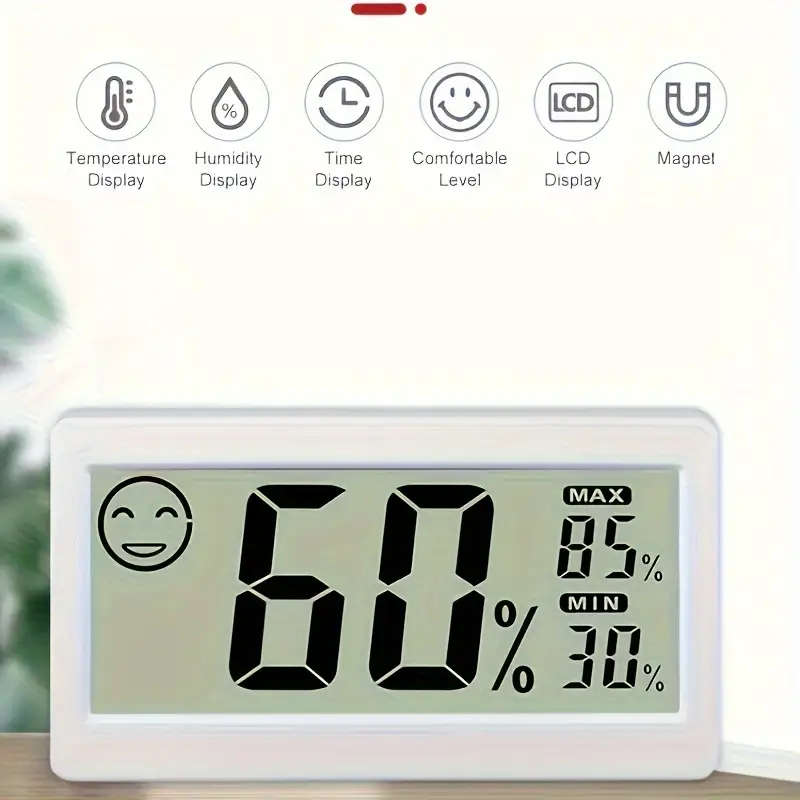 1pc Digital Indoor Thermometer Hygrometer Battery-Powered Easy-to-Read LCD Display for Home Comfort
