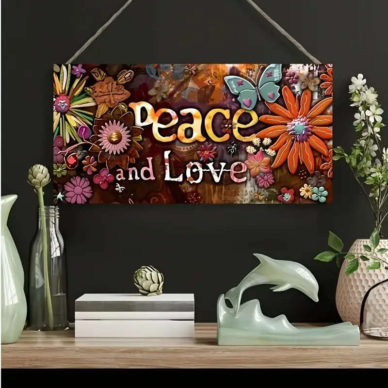 1pc Charming Peace Love Wooden Home Decor Sign Perfect Holiday Gift for Friends and Family Easy Hang