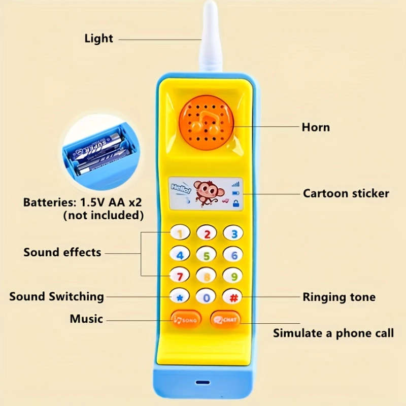 1pc of Musical Phone Toy a Portable Learning Music Player Fun Simulation Mobile Music Story Toy Chri