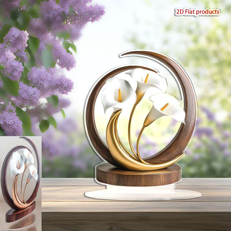 1pc 2D Flat   White for Lotus Themed  Acrylic Decoration Suitable for Living Room K