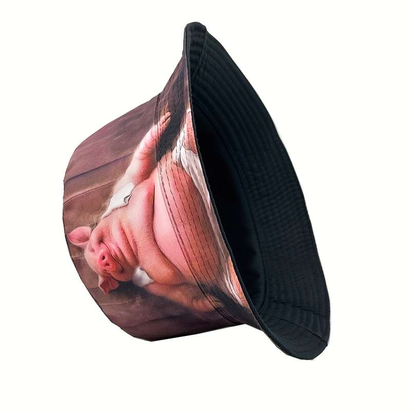 1pc A Quirky Pig-Patterned Lightweight Fisherman'S Hat for Men And Women Perfect for Outdoor Stree