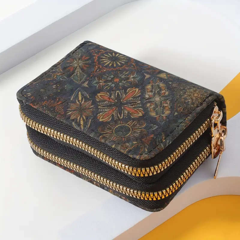 Women's Double Zipper Wallet - Casual Style, Durable Nylon Lined