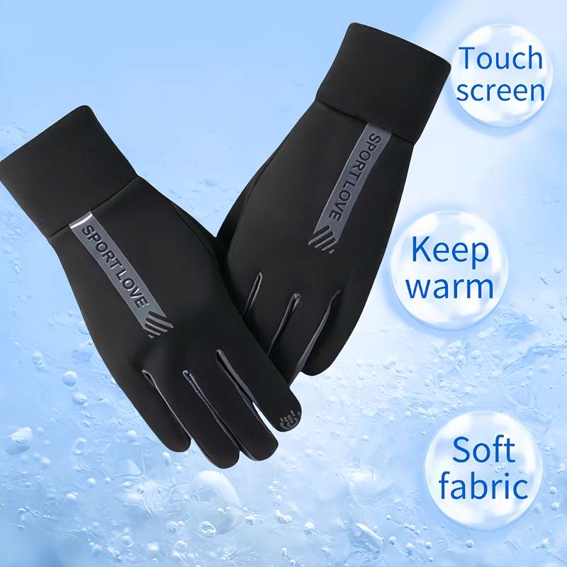 1 Pair Black Warm Gloves