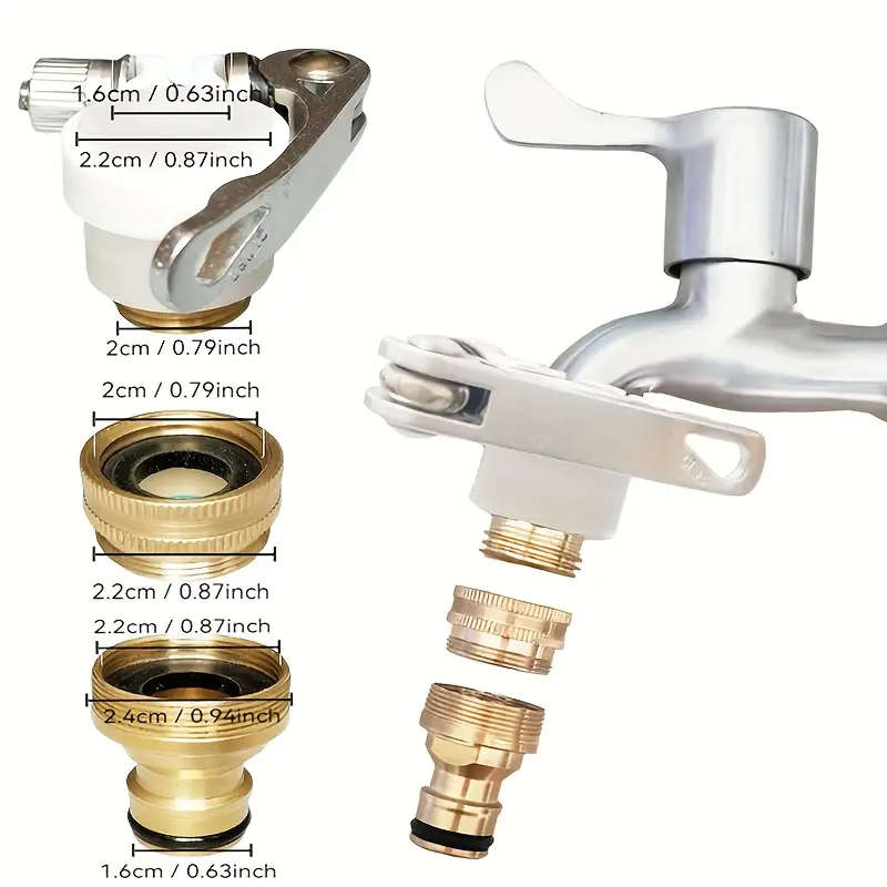 1pc Universal Copper Three-in-One Water Pipe Quick Connect Fittings Faucet Universal Connector Set W