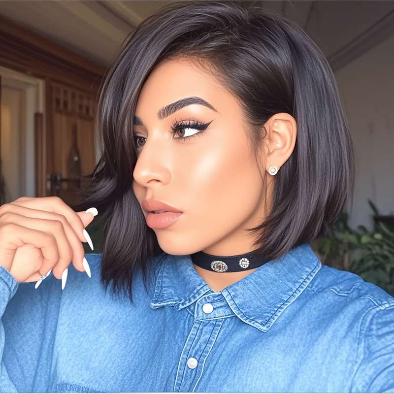 1Pc Black 30.48cm Fashion Design Wig