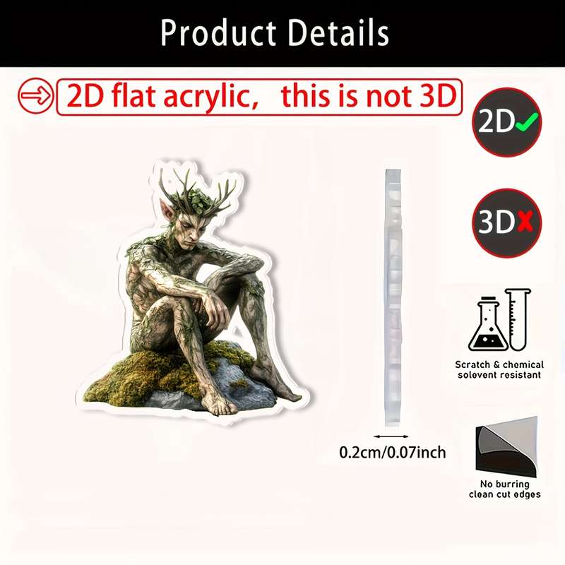 1pc 2D Flat  Bohemian Green Elf Acrylic Sculpture Whimsical Garden Stake Decoration Perfect for Ou