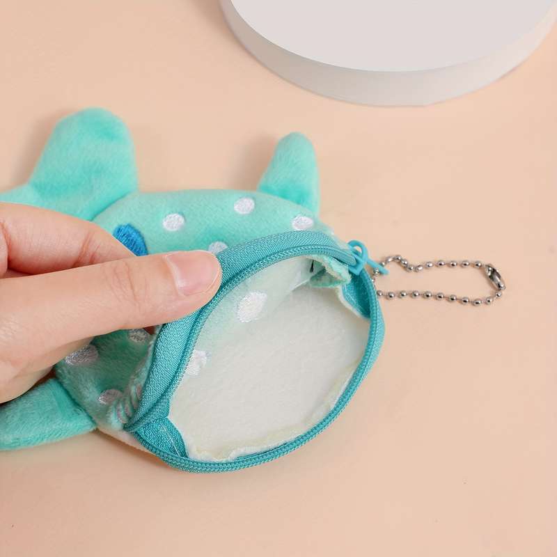 1pc Mini Whale Charm Coin Pouches Adorable Whale Designs Soft Polyester Hand Washable Zipper C