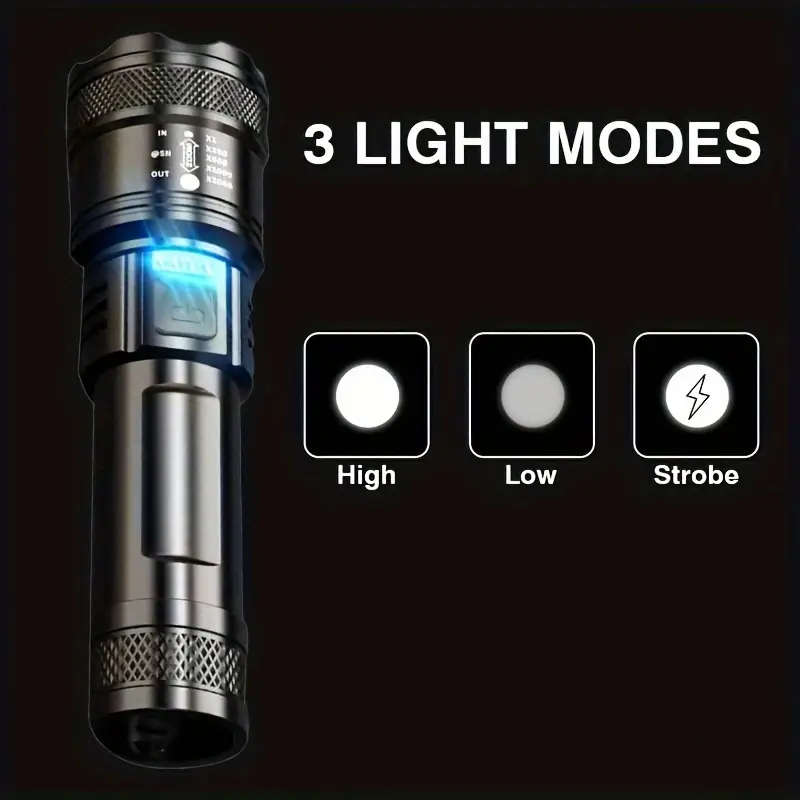 1pc Tactical Telescopic Zoom LED Flashlight
