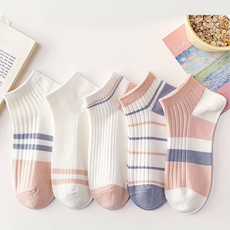 5 Pairs Mixed Colors One Size High Elastic Socks