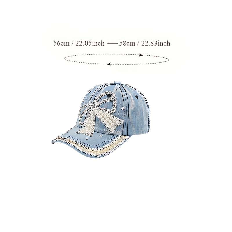 1pc Acrylic Baseball Cap with Hand- Bow Adjustable Sun Hat for Women High Quality Stretchy