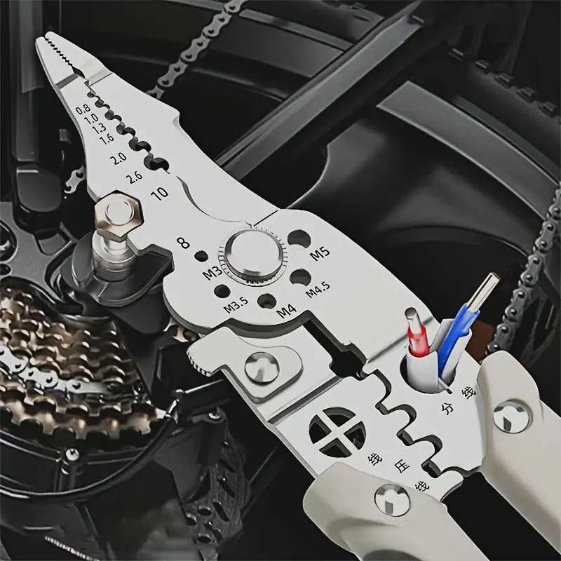 1pc Premium Multi-Function Wire Stripper Crimping Tool Chrome Vanadium Steel Durable Cutter with Non