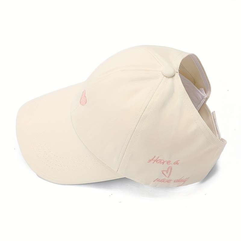 1pc Women's Lightweight Breathable Visor Cap "Have a Nice Day" Ponytail Baseball Hat Sun Protect