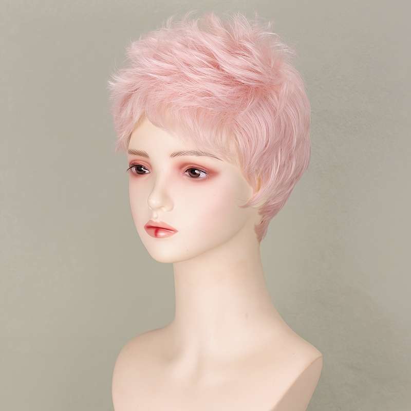 1Pc Pink Color 20.32cm Fashion Design Wig