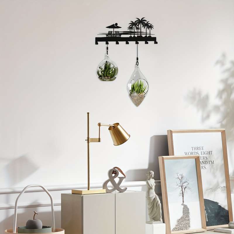 Key Hook Wall-Mounted Key Rack Metal Key Holder Wall-Mounted Key Storage Rack Vacation-Themed Ke