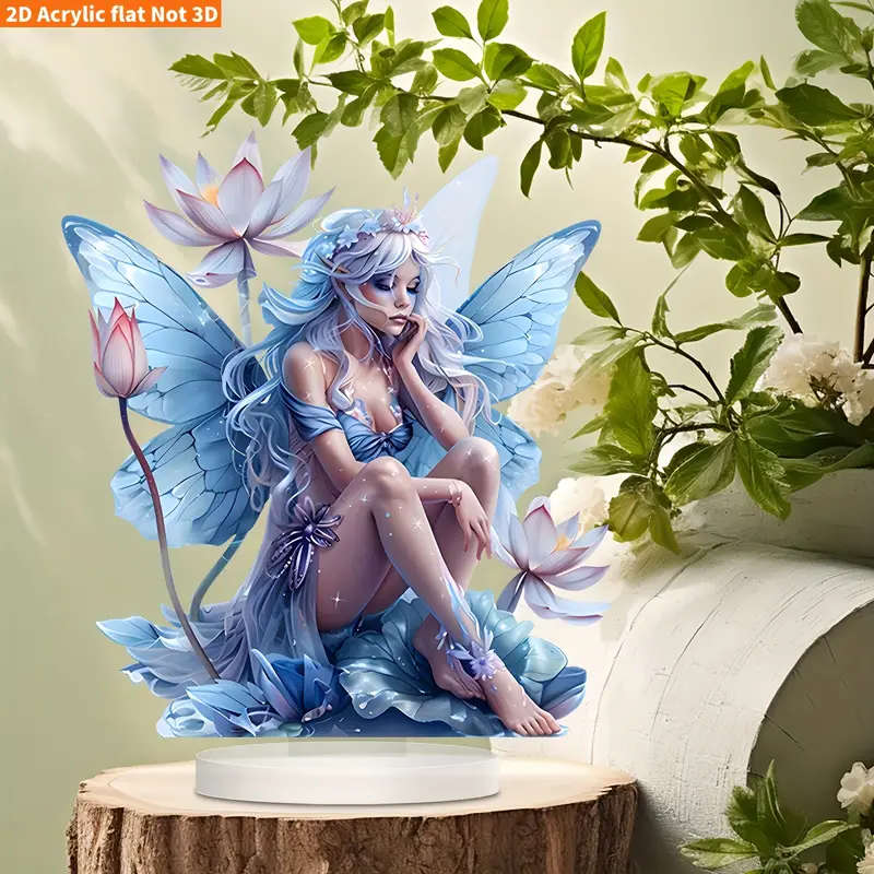 1pc 2D Flat 2D Flat One Charming Fairy and for Lotus Acrylic Desktop Sign Very Suitable for Home Ca