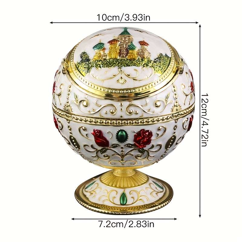 1pc Burronwood Elegant Rose-Shaped Zinc Alloy Ashtray with Lid Smoke-Free Windproof Easy to Cl