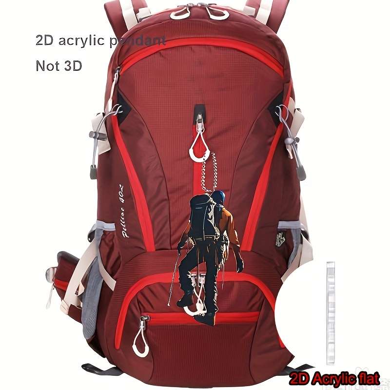 1pc 2D Flat   Acrylic Mountain Hiker Pendant Versatile Car Mirror Backpack Keychain Decor