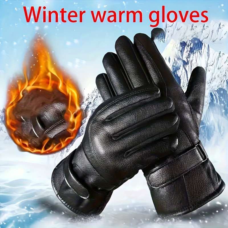 1 Pair Black Warm Gloves