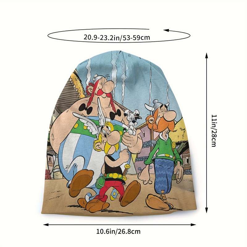 1pc Retro Comic Men's Skullies Beanies Vibrant Cartoon Print Street Style Fashion Caps Warm