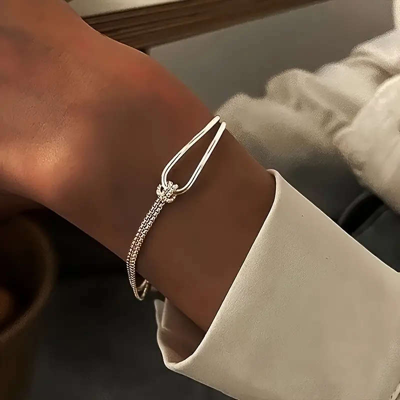 925 Silver Elegant New Minimalist Geometric Collage Bracelet
